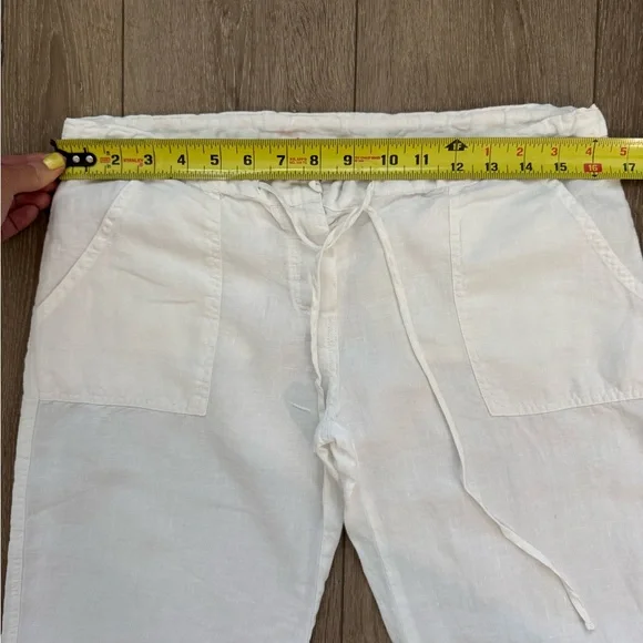 Juicy Couture Vintage Y2K White Linen Pants Low Rise Wide Leg Drawstring Small - Picture 7 of 9